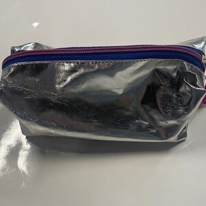 Kids Silver Pencil Bag with Blue and Pink Zipper